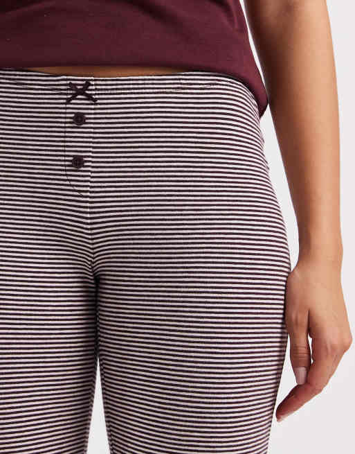 Cotton On - Dreamy - Bløde loungebukser med svaj og chokoladebrune/blommefarvede striber, 4 af 5