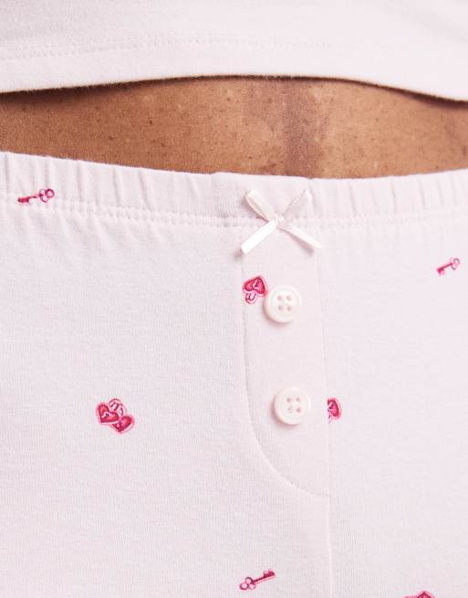 Cotton On – Dreamy – Rosa, mönstrade och mjuka mysbyxor med utsvängd design, 3 av 5