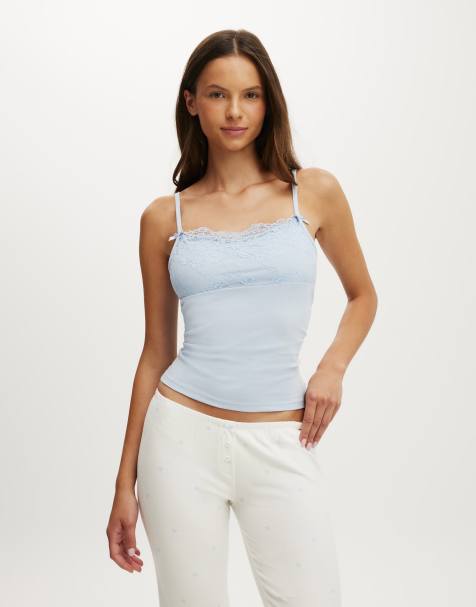 Cotton On Dreamy soft lace overlay cami in blue - view 1