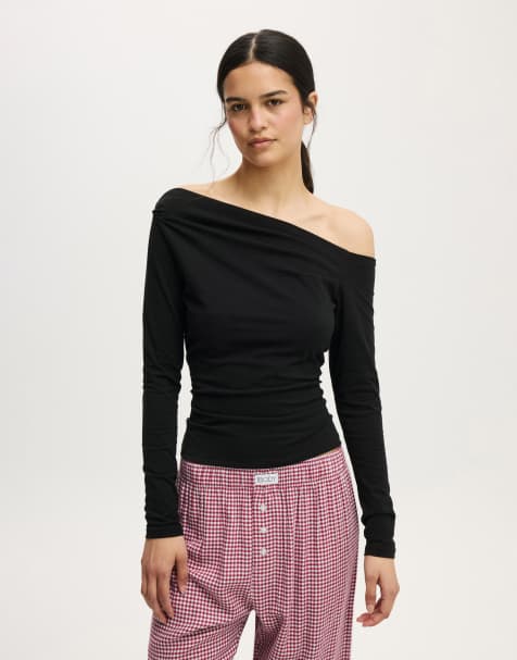 Cotton On Dreamy soft off the shoulder long sleeve in black - view 1