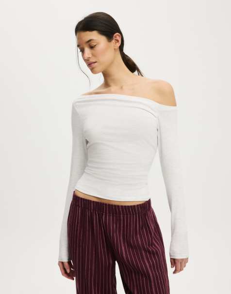 Cotton On Dreamy soft off the shoulder long sleeve in grey - view 1