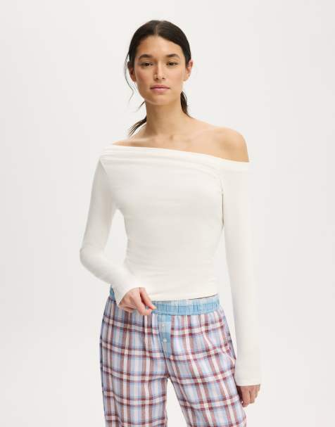 Cotton On Dreamy soft off the shoulder long sleeve in white - view 1