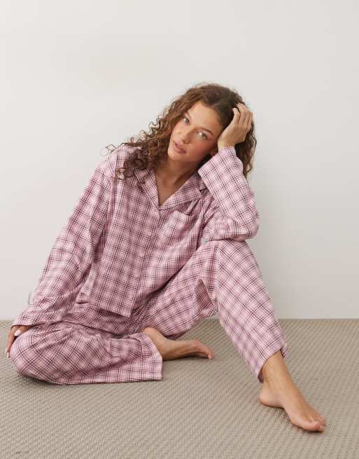 Cotton On Dreamy Soft pajama boxy shirt and flared pants in pink micro check, 2 of 4