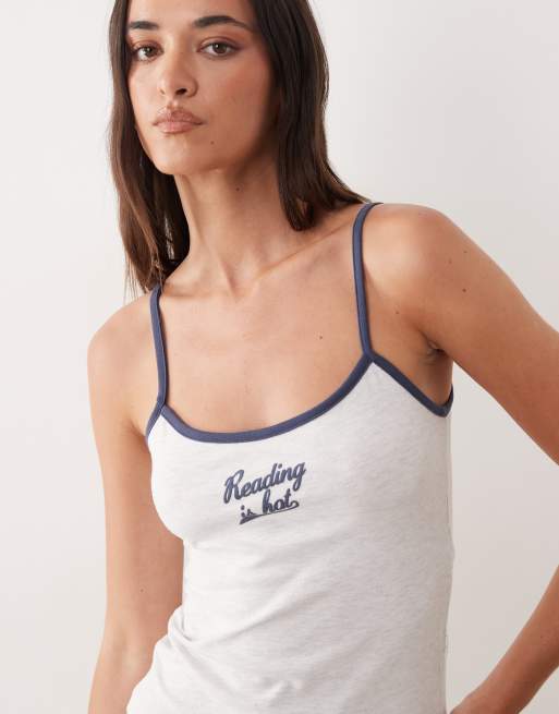 Cotton On Dreamy Soft Reading is Hot graphic pajama cami in gray, 2 of 4
