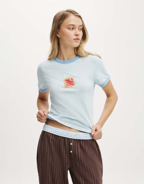 Cotton On Dreamy soft ringer baby tee in blue  - MBLUE - view 1