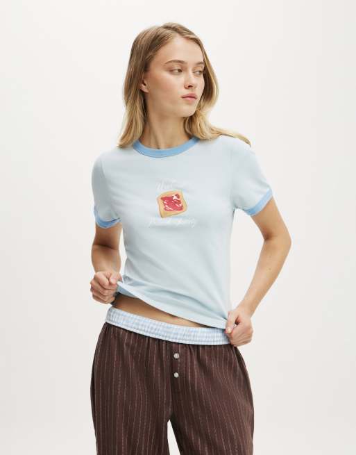 Cotton  On Dreamy soft ringer baby tee in blue 