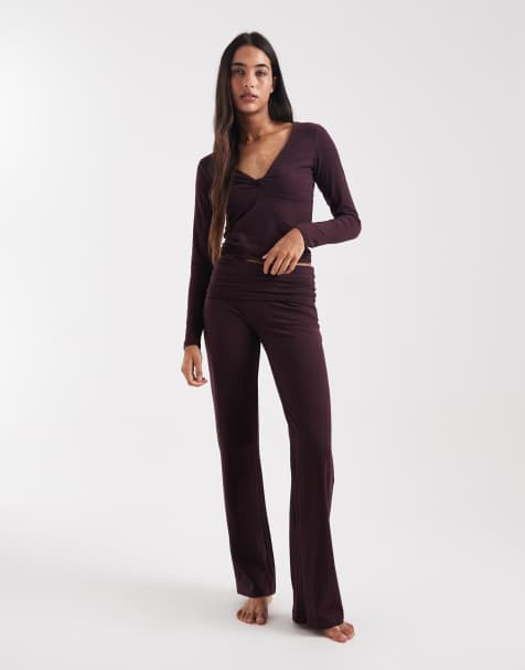 Cotton On dreamy soft roll co-ord in burgundy - view 1