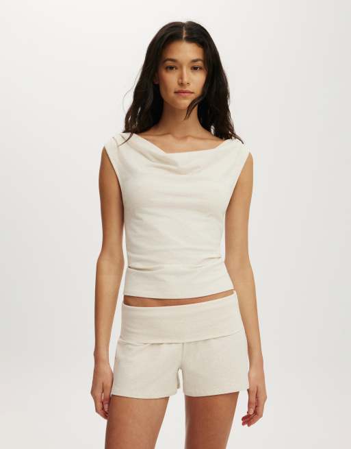 Cotton On Dreamy soft roll waist short in beige, 3 of 4