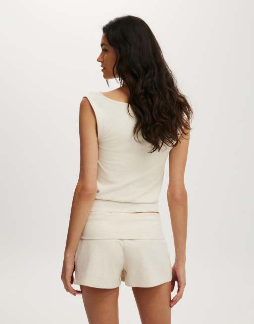 Cotton On Dreamy soft roll waist short in beige, 4 of 4