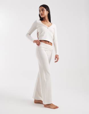Dreamy Sofy - Hose in meliertem Butterscotch-Weiß mit Rollbund-Neutral Neutral 2XL
