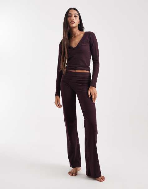 Cotton On dreamy sofy roll waist pants in burgundy - view 1
