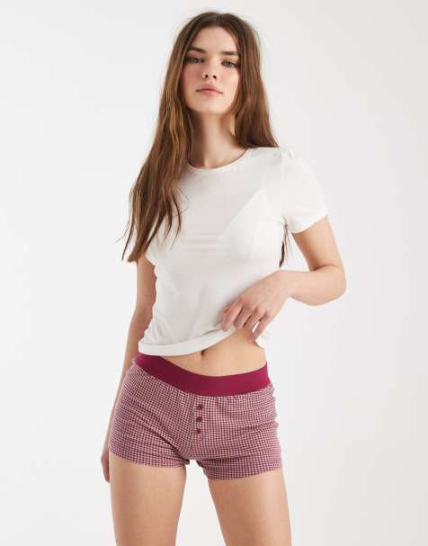 Cotton On – Dreamy – Weiche Boyshorts in Crushed Berry mit Karomuster - view 1