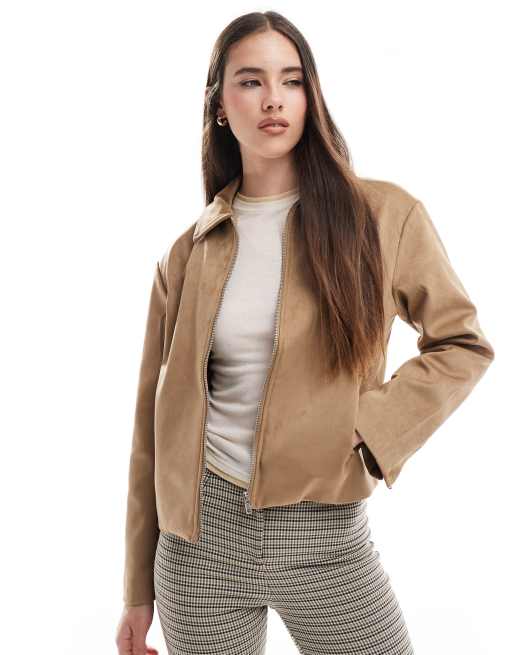 Cotton On Drew faux suede jacket in brown - BROWN