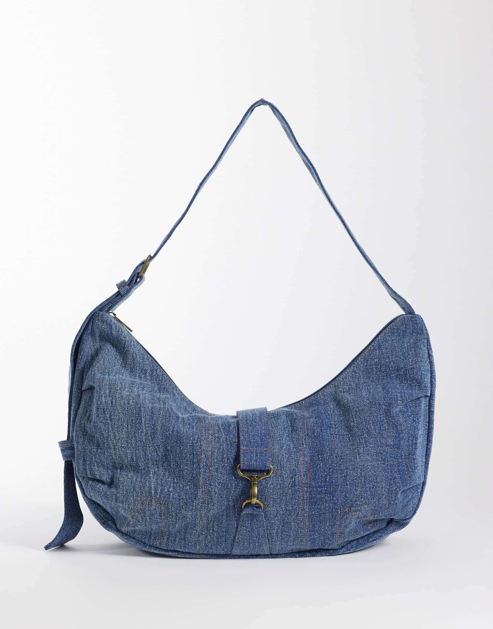 cotton on dylan slouchy crossbody bag in washed blue denim
