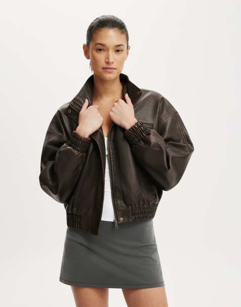 Cotton On Easton funnel neck bomber in burgundy - view 1