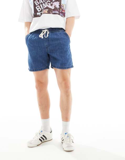 Cotton On easy short in black with drawstring waist in midstone indigo wash - view 1