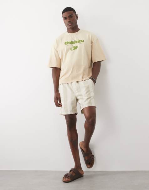 Cotton On easy shorts in bone pinstripe - view 1