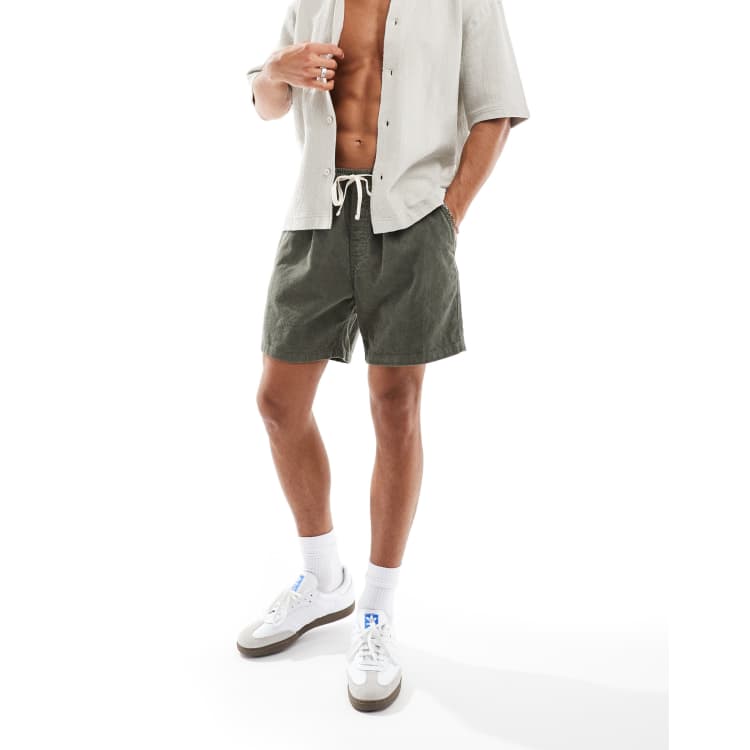 ennoy cotton easy shorts カーキ Cotton On easy shorts in washed khaki corduroy | ASOS