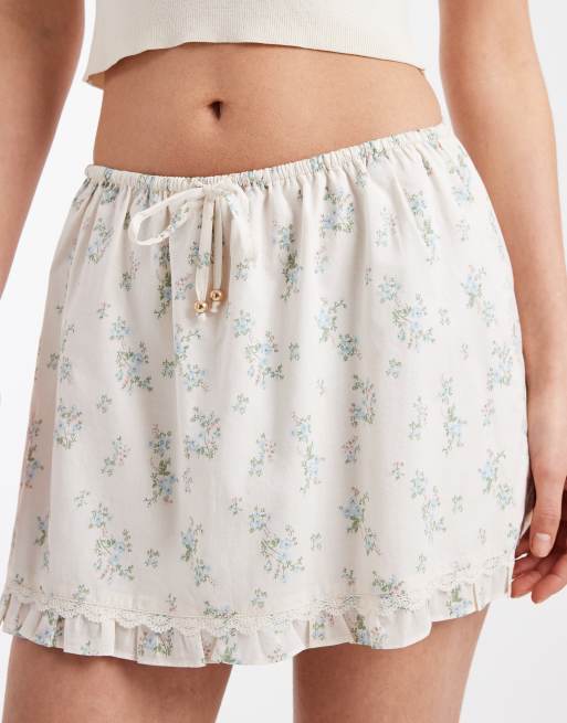 Cotton On - Edie - Minigonna a vita bassa blu a fiorellini, 5 di 5