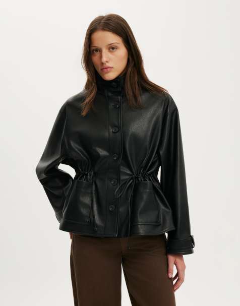 Cotton On Eli faux leather parka in black - view 1