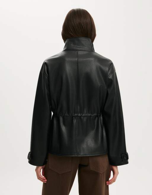 Cotton On Eli faux leather parka in black, 3 of 4
