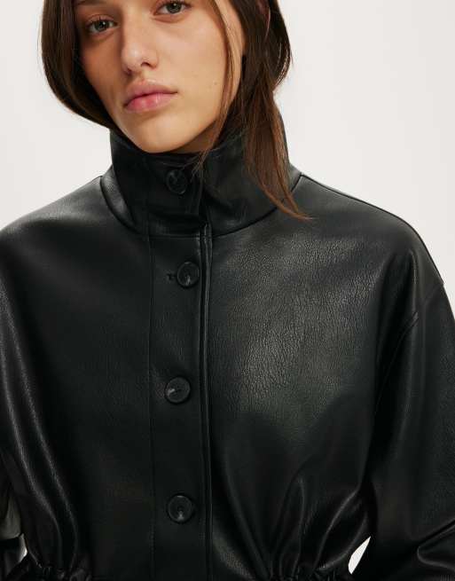 Cotton On Eli faux leather parka in black, 4 of 4