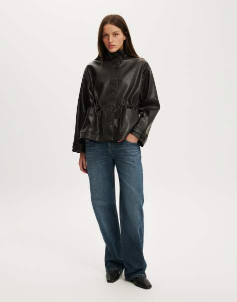 Cotton On Eli faux leather parka in black - view 1