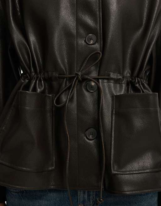 Cotton On Eli faux leather parka in black, 3 of 4