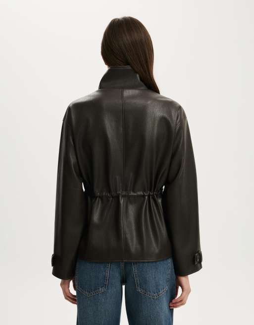 Cotton On Eli faux leather parka in black, 4 of 4