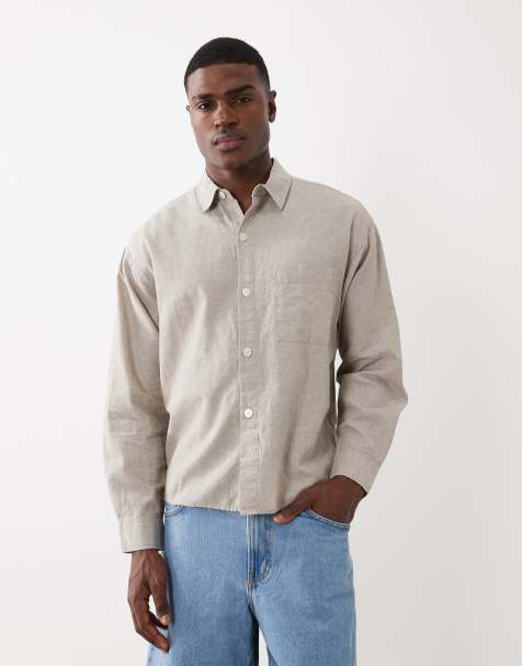 Cotton On eli long sleeve shirt in textured oatmeal - view 1