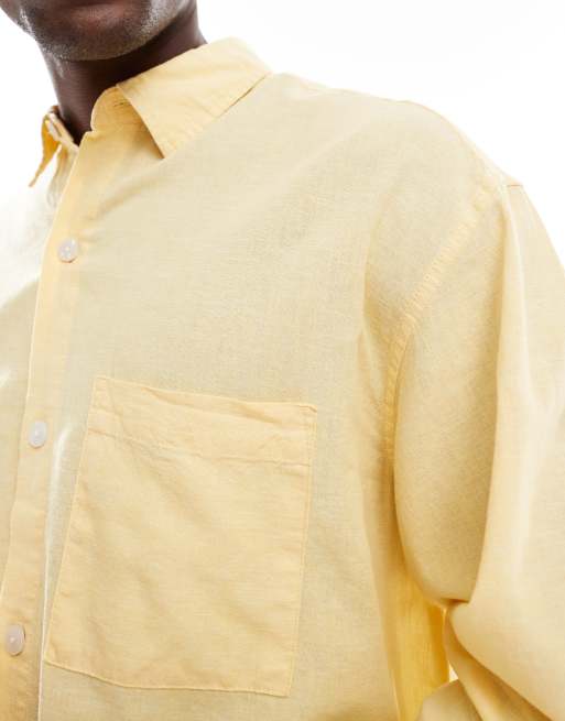 Cotton On eli long sleeve textured shirt in summer yellow