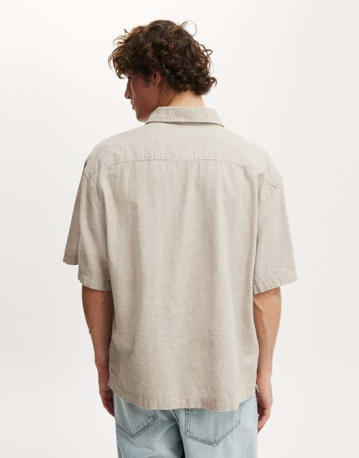 Cotton On - Eli - Overhemd met korte mouwen van linnenmix met textuur in lichtbeige, 2 van 4