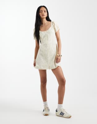 Cotton On Eliza Babydoll Button Down Mini Dress In Neutral