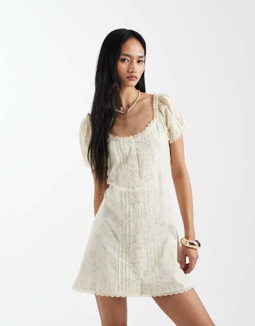 Cotton On Eliza babydoll button down mini dress in ditsy floral, 4 of 4