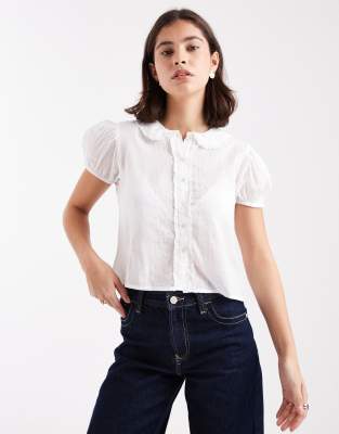 Cotton:on Cotton On Eliza Frill Short Sleeve Shirt In White