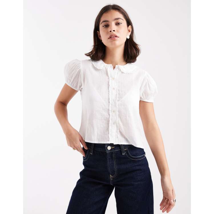 Cotton On eliza frill short sleeve shirt in white | ASOS