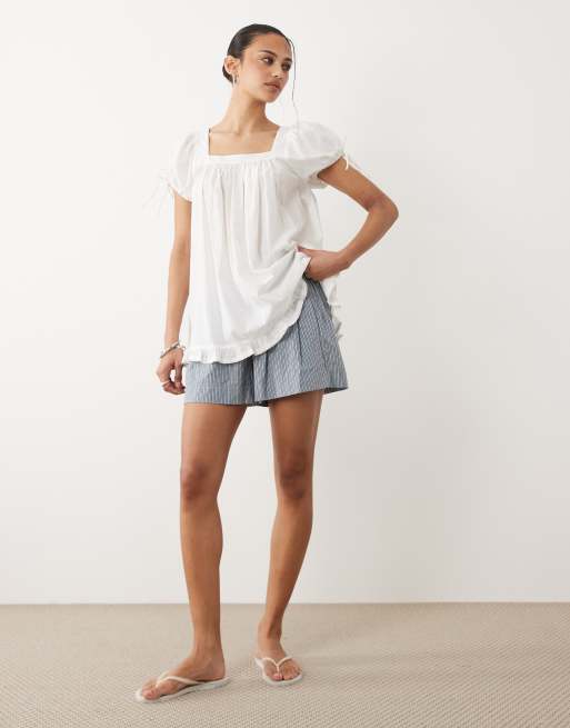 Cotton On – Eliza – Vit babydoll-tunika med smock, 2 av 4