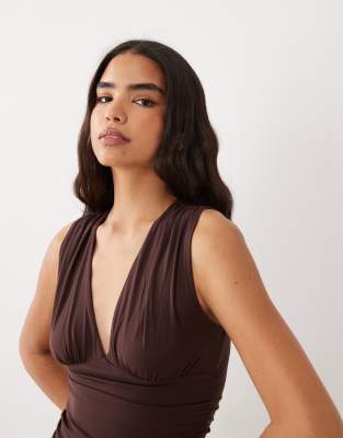 Cotton On Ellie Wrap Halter In Brown