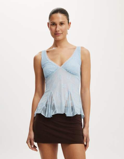 Cotton On Elsie babydoll tank in blue - view 1