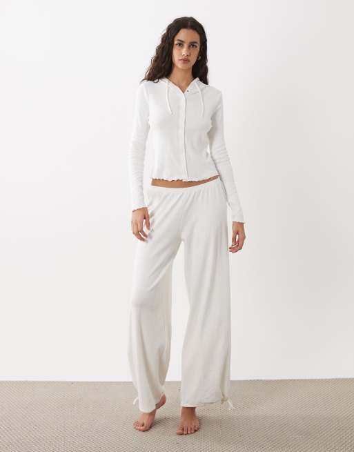 Cotton On - Ensemble confort en maille pointelle avec pantalon et gilet à capuche - Lait de coco, 2 de 4