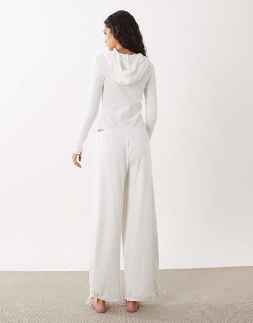 Cotton On - Ensemble confort en maille pointelle avec pantalon et gilet à capuche - Lait de coco, 4 de 4