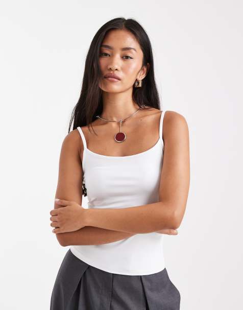 Cotton On - Essential - Top bianco con spalline sottili - view 1