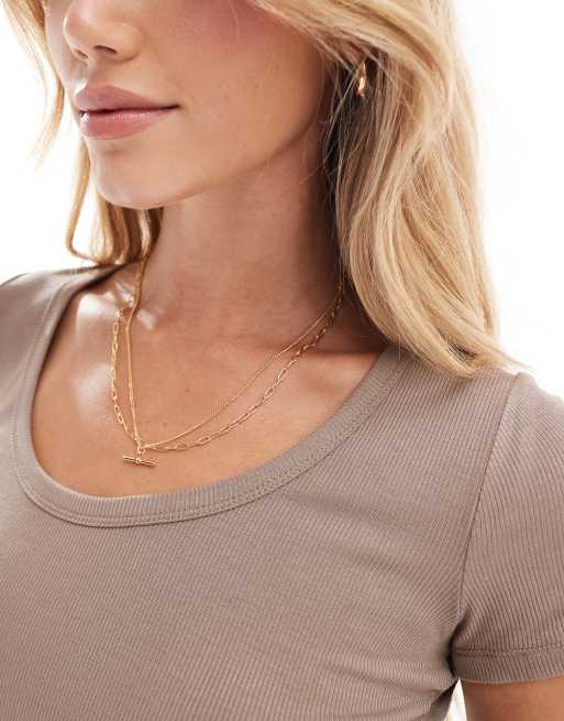 Cotton On - Essentials - Ribstrikket T-shirt med dyb, rund hals i gråbrun, 4 af 4