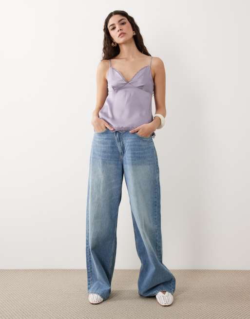 Cotton On Estelle satin lace cami top in purple, 2 of 4