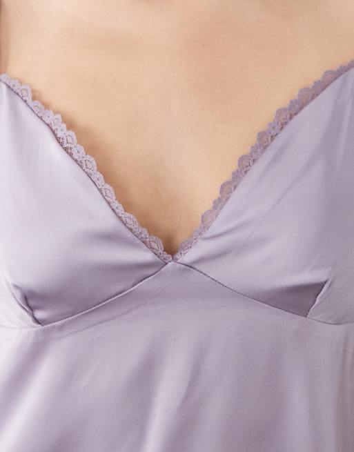 Cotton On Estelle satin lace cami top in purple, 3 of 4