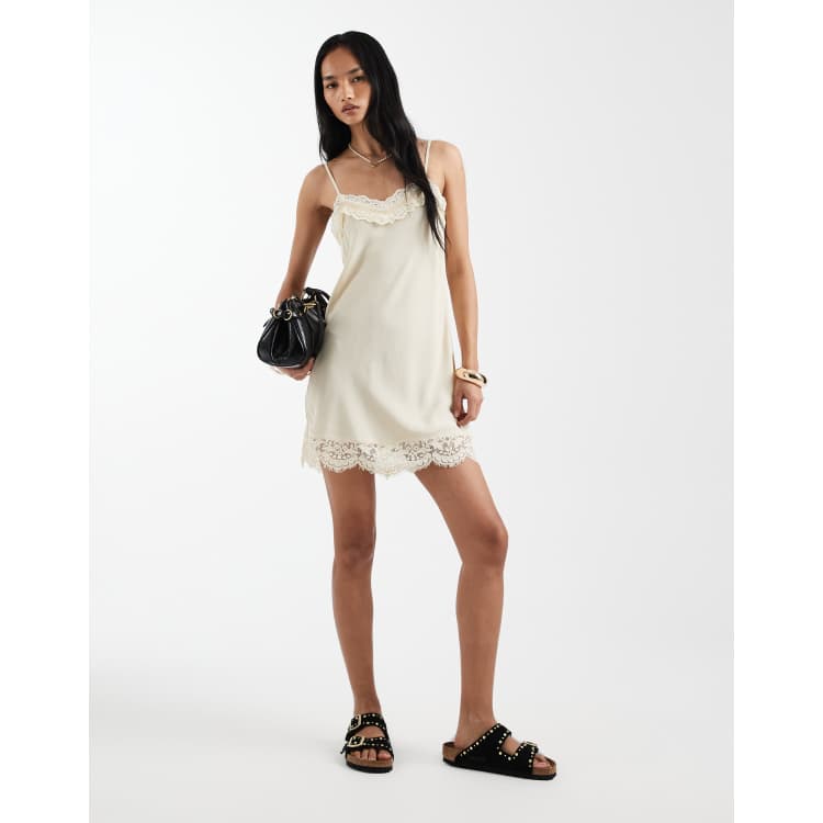 white slip dress cotton Embroidered White Cotton Slip Dress White / L
