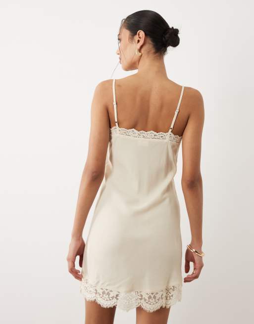 Cotton On estelle vestito sottoveste mini in honey cream, 4 di 4