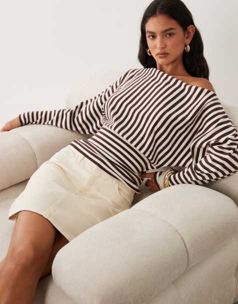 Cotton On everfine batwing knit in dark oak stripe - view 1