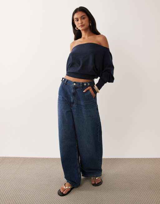 Cotton On everfine batwing-stickad tröja i navy, 2 av 4