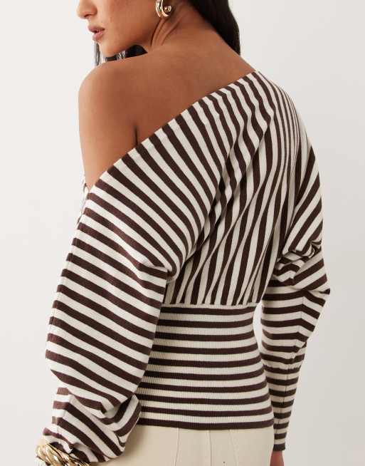 Cotton On everfine batwing strik i mørk eg-stribe, 3 af 4